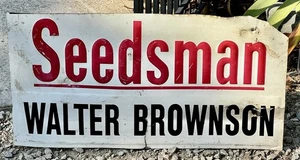LETRERO DE METAL VINTAGE SEEDMAN SEMILLA MAÍZ GRANJA DISTRIBUIDOR PUBLICIDAD WALTER BROWNSON - Imagen 1 de 6