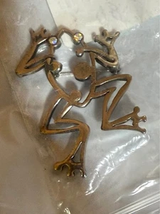 Silber Frosch Brosche - 2,5" lang - Edelstein Augen. - Bild 1 von 4