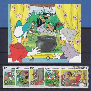 Dominica Disney Christmas 1985 little red cap Satz und Block ** - Picture 1 of 1