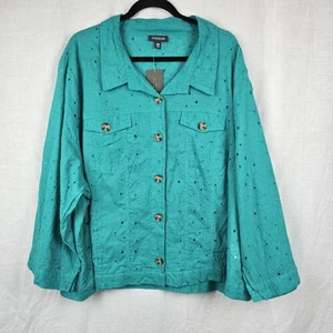 Autograph Pluse Size 28 Embroidered Floral Shacket Button Up BNWT (29" Bust) - Picture 1 of 11