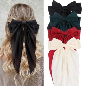 Hair Bows For Women Girls, 4PCS Large Bowknot Black/Beige/Red/Green - Picture 1 of 7