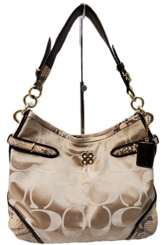 Borsa Coach Colette Signature beige raso pitone pelle hobo #16408 prezzo al pubblico consigliato $298
