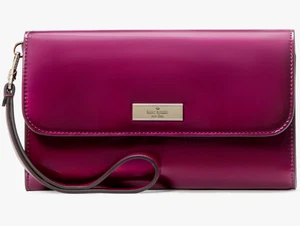 Kate Spade Kenzie Medium Flap Wristlet Wallet Purple Dark Raspberry KJ015 Neu mit Etikett F - Bild 1 von 8