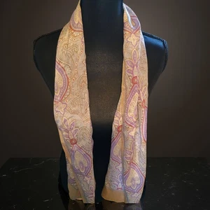 Echo Japanese 100% Silk Paisley Scarf 8" X 48" - Picture 1 of 6