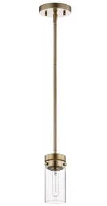 Intersection 1 Light Mini Pendant Burnished Brass with Clear Burnished Brass - Picture 1 of 2