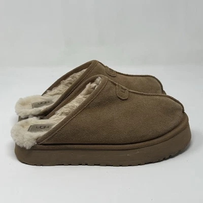 UGG дискета платформе тапочки туфли женщин 10 коричневый каштан стриженный мех с подкладкой - Изображение 1 из 4