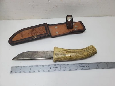 Mango de asta hecho a mano hoja fija Mattson's Knife Shop Kettle River Minn - J Foto 1 de 4
