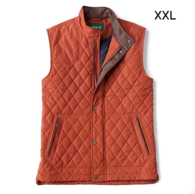 NWT ORVIS Mens XXL RT7 Diamond Quilted Rust Burnt Orange Full Zip Vest Outdoor - Image 1 of 4
