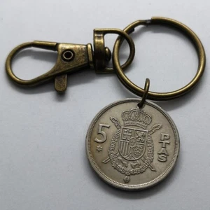 Keychain – 5 Pesetas 1979 – King Juan Carlos I – Spain – vintage bronze style - Picture 1 of 2