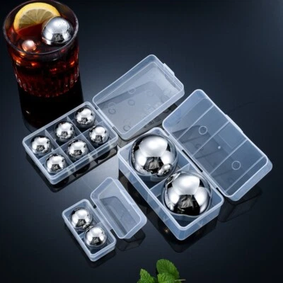 304 Stainless Steel Ice Cubes Reusable Metal Ice Ball  Bar Utensils - Image 1 of 4