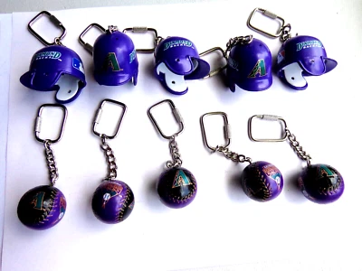 VINTAGE MLB ARIZONA DIAMONDBACKS LiL Sports Brat Key Chains HELMETS  BALLS 10 Pc - Image 1 of 2