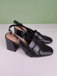 Slingbacks M&S COLLECTION in pelle nera effetto coccodrillo taglia 5,5 - Foto 1 di 8