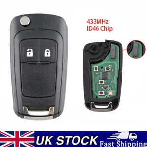 Car Remote Key Fob 2 Button for Vauxhall Opel Astra Insignia Mokka Zafira 433MHz - Picture 1 of 5