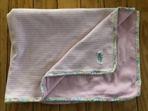 Ralph Lauren Pink Striped Floral Trim Cotton Baby Security Blanket 22”x29” - Picture 1 of 5