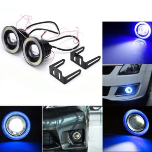 2x 3.5 Inch Round LED Fog Light Driving Spot Lamp w/ Blue Angel Eyes Halo Ring - Picture 1 of 11