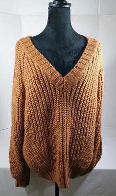 Suéter Pullover American Eagle Marrón Grueso Tejido Cuello en V Talla XL NUEVO Tierra Neutra Foto 1 de 4