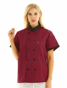 Unisex uniform Short Sleeve Chef Coat Double Breasted Cook Working Jacket - Picture 1 of 40