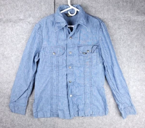Vintage LEE Chambray Snap Shirt Men's Medium Camp HEAVY Made USA Pockets Metal - Picture 1 of 5