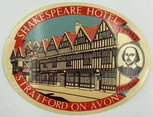 Vintage Luggage Label / Sticker Shakespeare Hotel Stratford on Avon Trust House - Picture 1 of 2