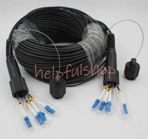 50M LC-LC SM 4 Strand Armored Field TPU Optic Patch Cord Cable Waterproof Head - Photo 1/9