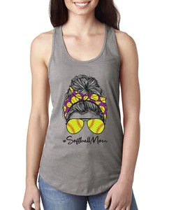 Top sin mangas Mom Softbol Life Desordenado Cabello Bandana Día de las Madres Damas Racerback - Imagen 1 de 9