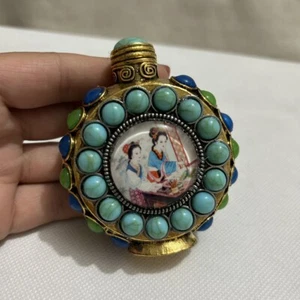 Botella de tabaco noctilucente esmaltada femenina belleza clásica china antigua coleccionar  - Imagen 1 de 7