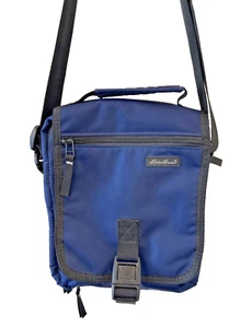 Eddie Bauer Wide Pouch Blue Travel Neck Wallet Organizer Passport With 6 Zippers - Picture 1 of 9