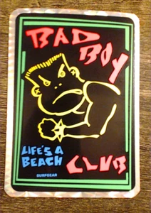 Vintage BAD BOY CLUB Prism Vending Machine Sticker Surf Skate 1990s neon