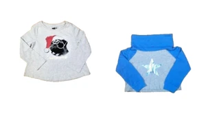Crazy8 Girls Sweatshirt & Shirt Set - Santa Pug Tee/Metallic Star Sweatshirt, 2T - Picture 1 of 7