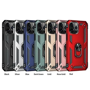 Hard Shell Magnetic Ring Kickstand Phone Case for iPhone 15 14 13 12 11 SE - Picture 1 of 11