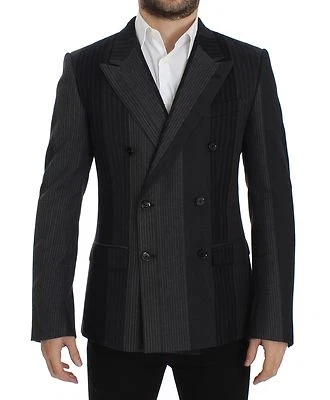 Dolce & Gabbana Blazer Gris Rayé Laine Extensible Veste IT48/US38/M - Photo 1/4