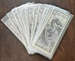 1 Silverback Dragon Limited Edition .999 Fine Silver Note in Plastic Sleeve! - Picture 1 of 2