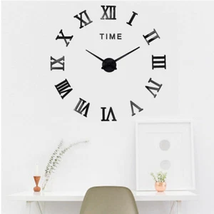 Modern 3D DIY Large Number Mirror Wall Sticker Big Watch Art Clock Home Decor US - Picture 1 of 10
