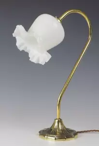 Elegant Art Nouveau Swan Neck Table Lamp with Shade - Picture 1 of 8