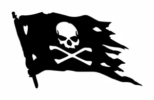 Pirate Skull And Crossbones Flag Decal #1 Choose Size/Color - Picture 1 of 3