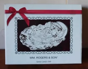 Wm. Rogers Silverplate Santa Christmas Candy Dish NEW! - Picture 1 of 3
