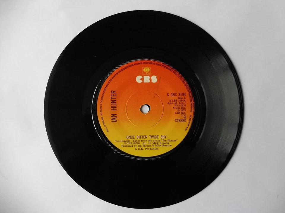 Ian Hunter - Once Bitten Twice Shy - 7" Vinyl Single 1975 - See Description. - Image 1 of 1