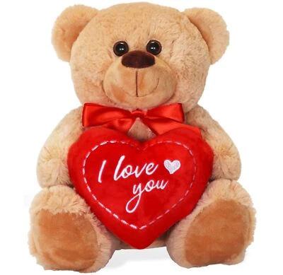 MATCHES21 HOME & HOBBY Teddybär mit Herz I love you braun 25 cm