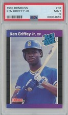 1989 DONRUSS RATED ROOKIE KEN GRIFFEY JR. SEATTLE MARINERS #33 RC HOF PSA 9 MINT