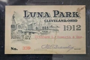 Vintage Cleveland Forest City 1912 Baseball LUNA PARK Pass Unterhaltung PSA Lesen - Bild 1 von 10