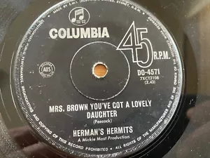 Herman's Hermits - Mrs. Brown You've Got A Lovely Daughter 1968 Oz 7" Record - Picture 1 of 4