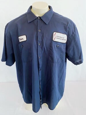 MENS 3XL WORK SHIRT PETER PHOENIX PATCHES BUTTON DOWN SHORT SLEEVE XXXL GARAGE - Image 1 of 4