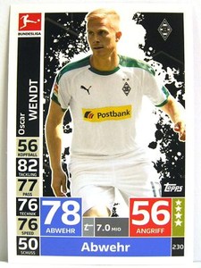 Match Attax 2018/19 Bundesliga - #230 Oscar Wendt - Borussia Mönchengladbach