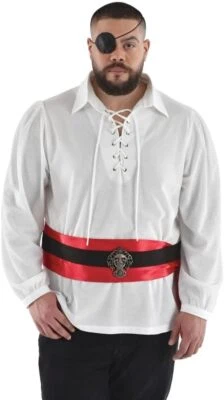 Camisa Pirata Marfil Caribe Traje Tú mismo Vestido Elegante Halloween Adulto Disfraz Foto 1 de 2