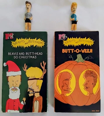 Bevis & Butthead Halloween & Christmas VHS Including 2 Action Figures - Image 1 of 4