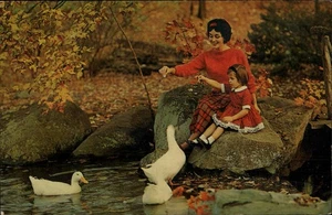 Central PA Grüße von Union, Snyder, Frau & Kind füttern Enten Pennsylvania - Bild 1 von 2