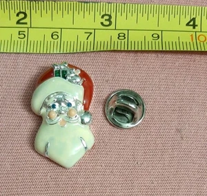 Vintage Avon Santa Gesicht Kopf mit Maus silberfarben Anstecknadel Weihnachten Urlaub - Bild 1 von 3