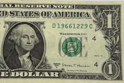 Birthday Note December 29 1966 Fancy Serial Number One Dollar BillD19661229C FW - Image 1 of 4