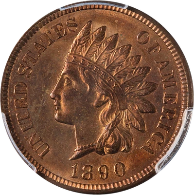 1890 Indian Cent PCGS MS64 RB Superb Eye Appeal Strong Strike - Image 1 of 4