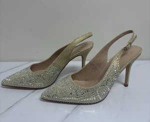 Lauren Lorraine Rachel donna taglia 10 oro strass slingback tacco a spillo - Foto 1 di 11